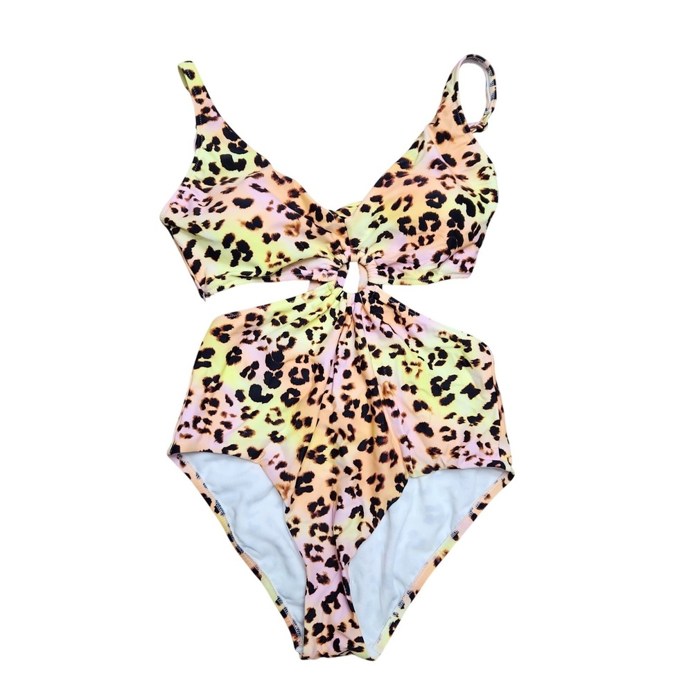 Bar‎ III Summer Heat Animal Print O Ring Monokini Swimsuit One Piece Size Medium